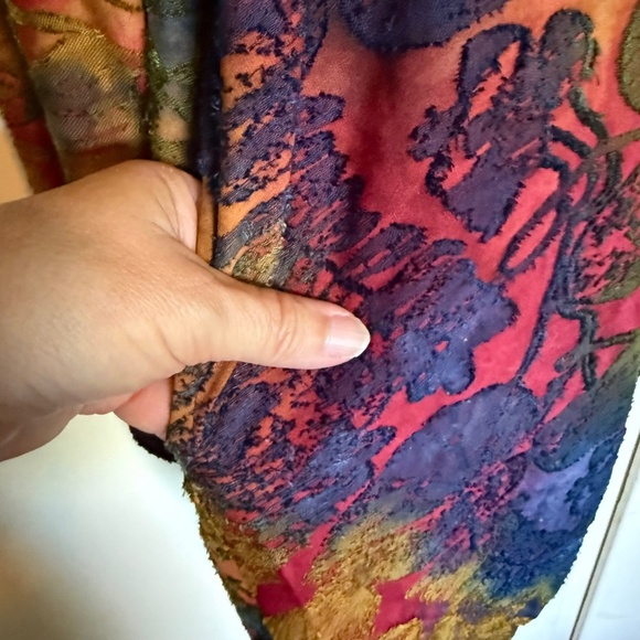 Kamana Multi Color Textured Zip Up Lightweight Jacket Hood Large Art to Wear - Picture 6 of 13